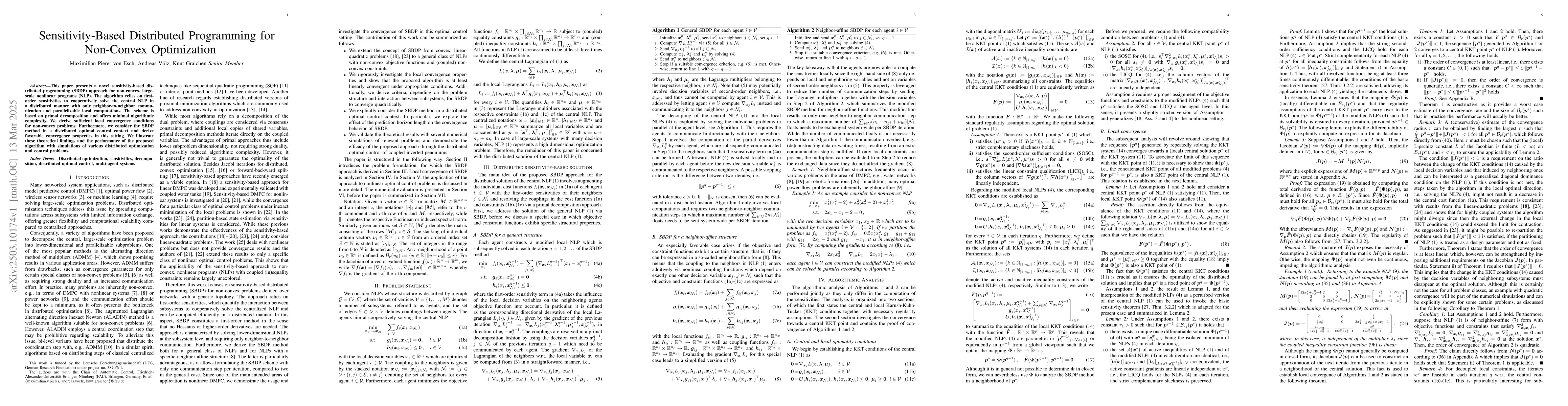 Thumbnail for Sensitivity-Based Distributed Programming for Non-Convex Optimization
