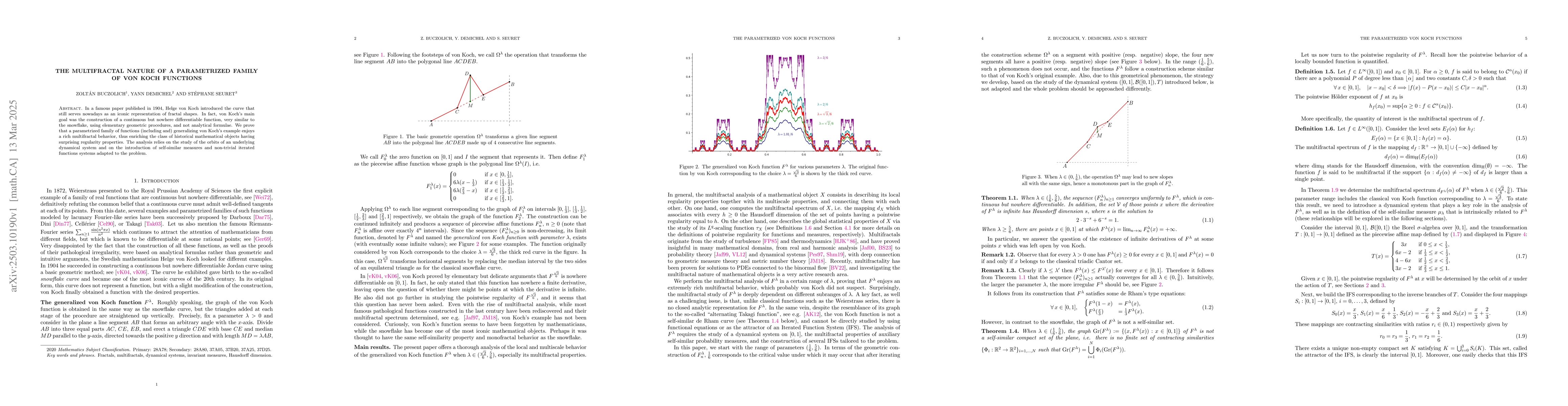 Thumbnail for The multifractal nature of a parametrized family of von Koch functions