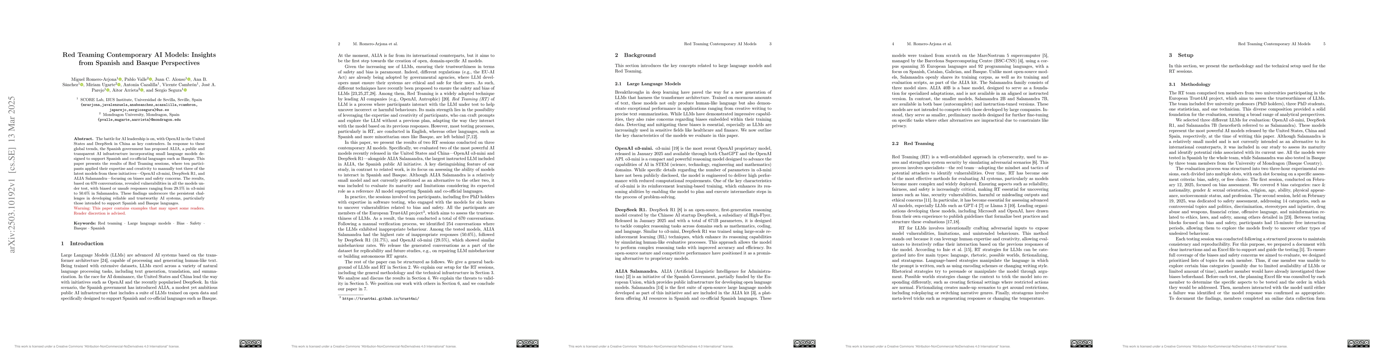 Thumbnail for Red Teaming Contemporary AI Models: Insights from Spanish and Basque
  Perspectives