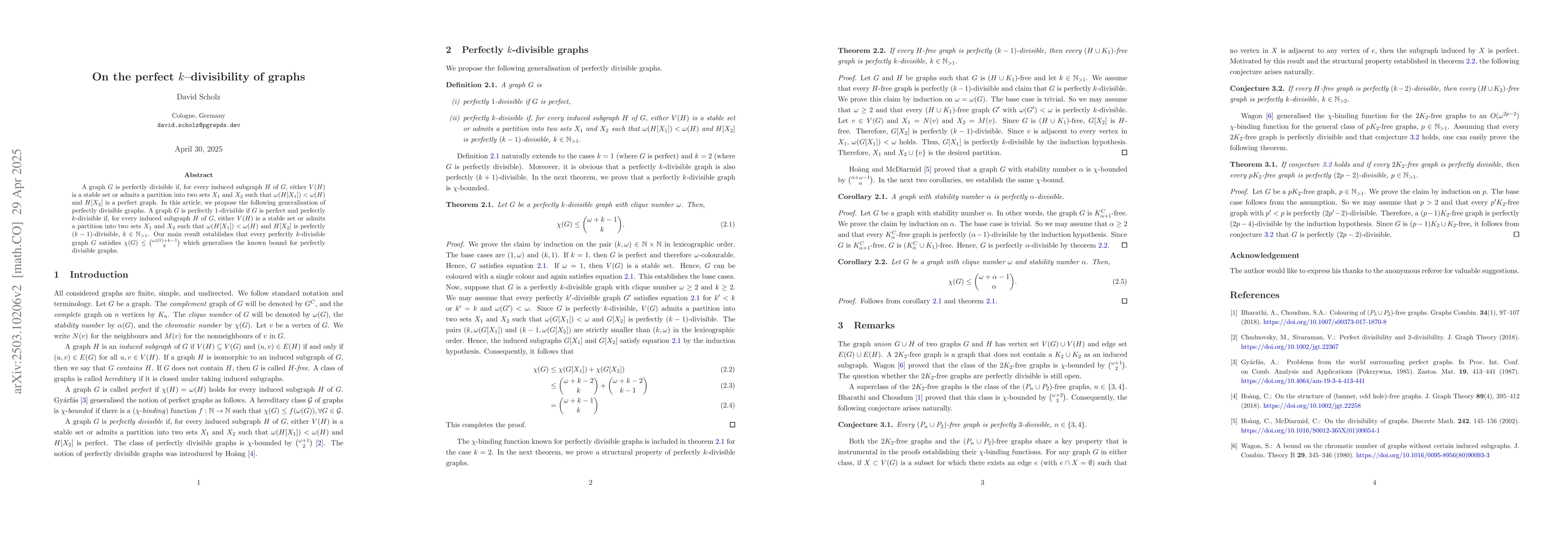 Thumbnail for On the perfect $k$-divisibility of graphs