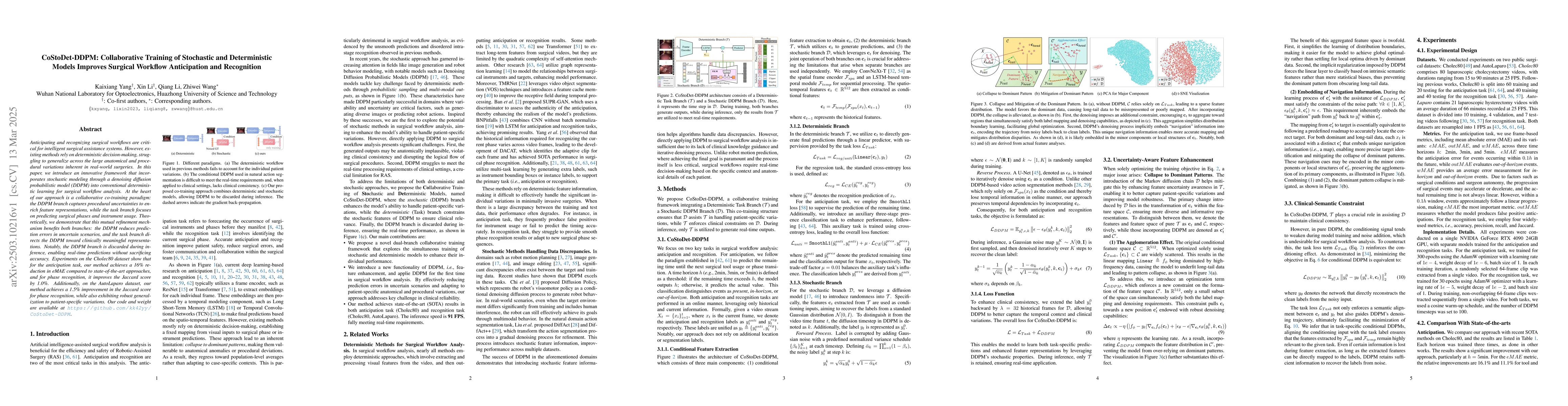 Thumbnail for CoStoDet-DDPM: Collaborative Training of Stochastic and Deterministic
  Models Improves Surgical Workflow Anticipation and Recognition