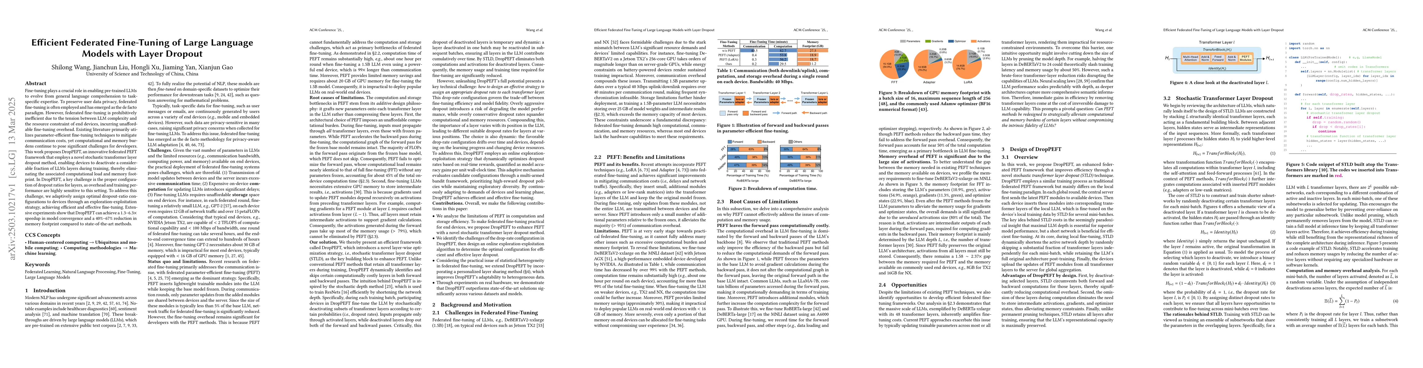Thumbnail for Efficient Federated Fine-Tuning of Large Language Models with Layer
  Dropout