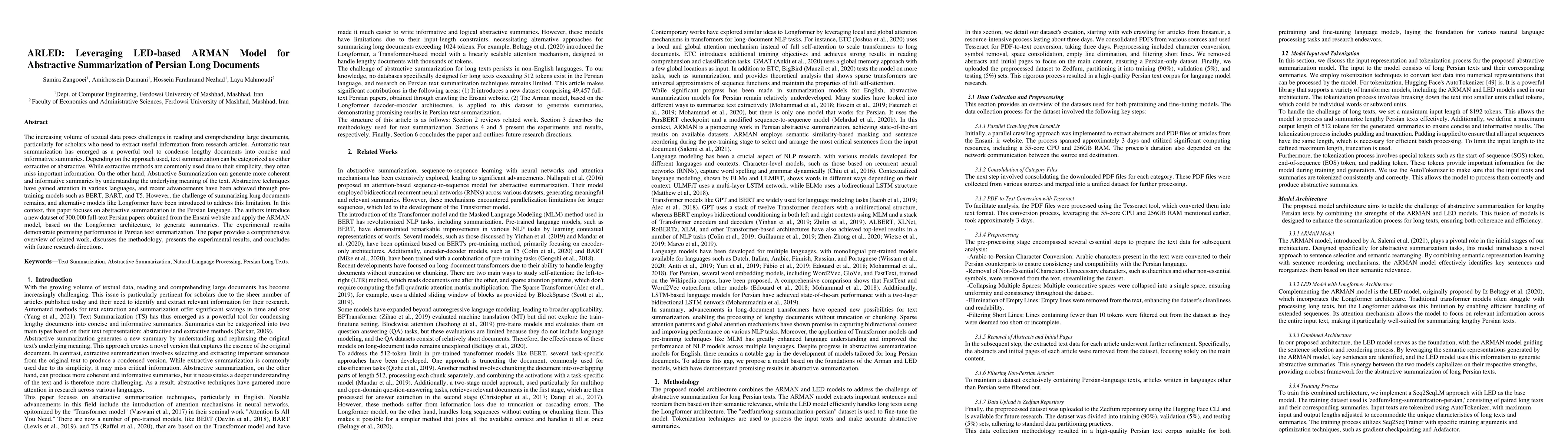 Thumbnail for ARLED: Leveraging LED-based ARMAN Model for Abstractive Summarization of
  Persian Long Documents