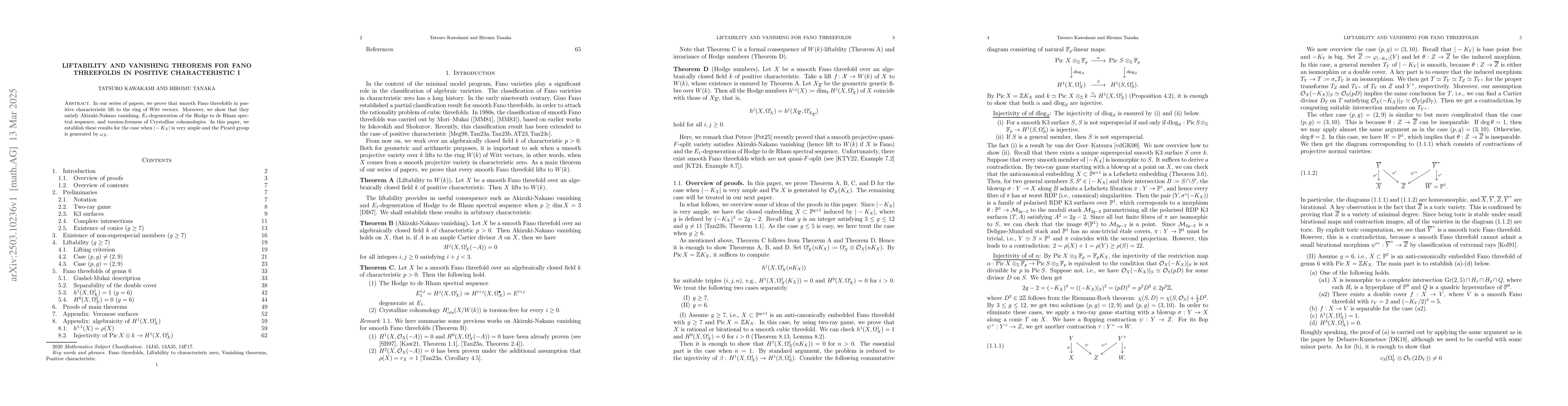 Thumbnail for Liftability and vanishing theorems for Fano threefolds in positive
  characteristic I