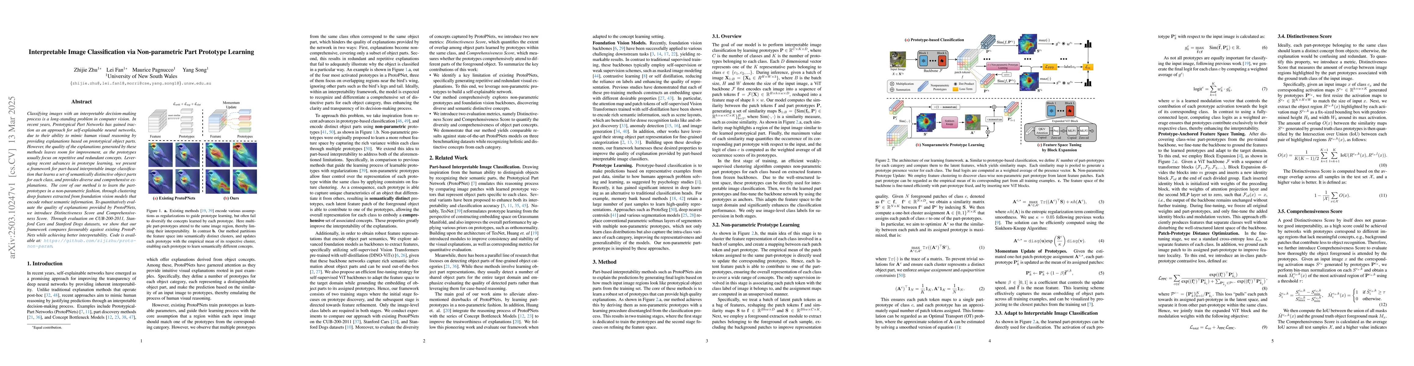 Thumbnail for Interpretable Image Classification via Non-parametric Part Prototype
  Learning