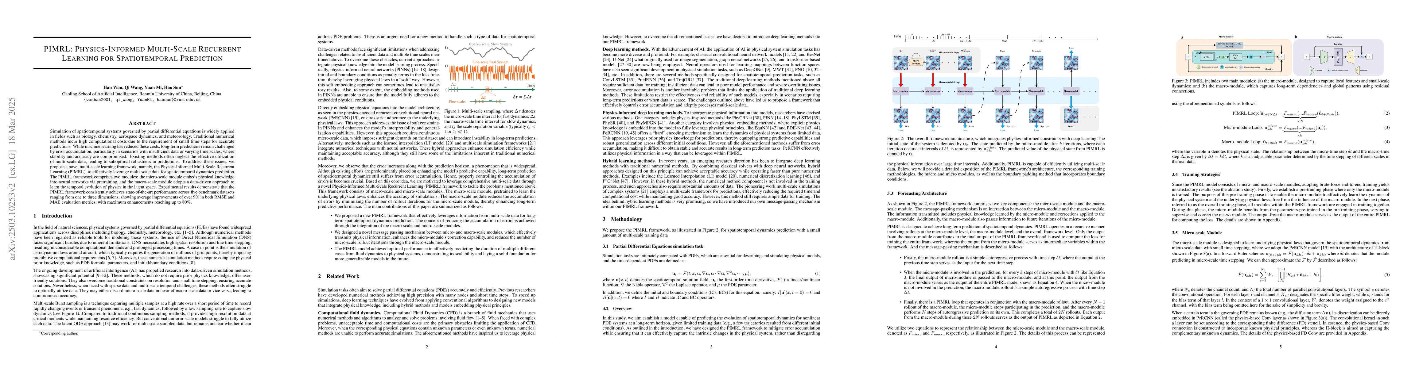 Thumbnail for PIMRL: Physics-Informed Multi-Scale Recurrent Learning for
  Spatiotemporal Prediction