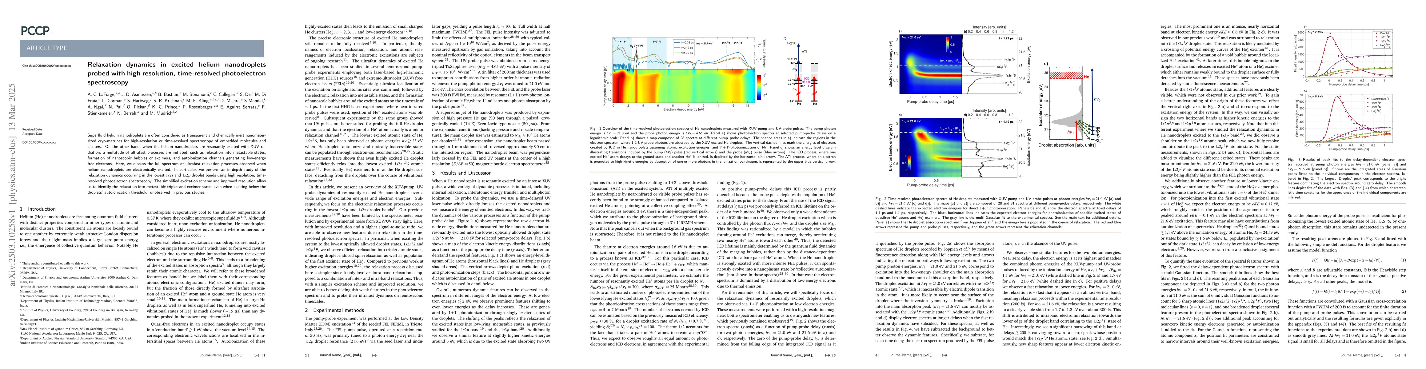Thumbnail for Relaxation dynamics in excited helium nanodroplets probed with high
  resolution, time-resolved photoelectron spectroscopy