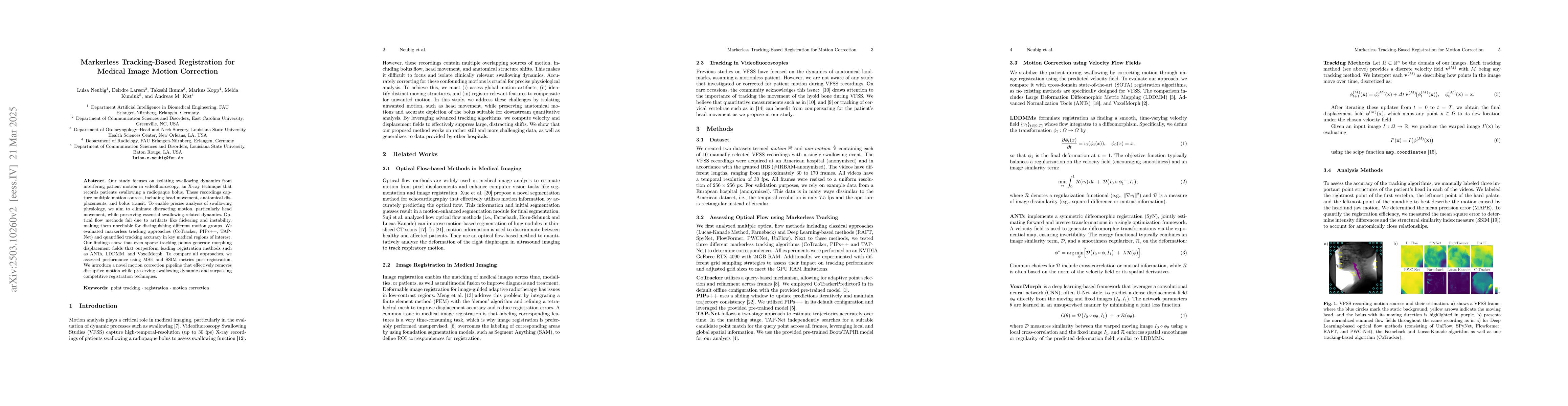 Thumbnail for Markerless Tracking-Based Registration for Medical Image Motion
  Correction