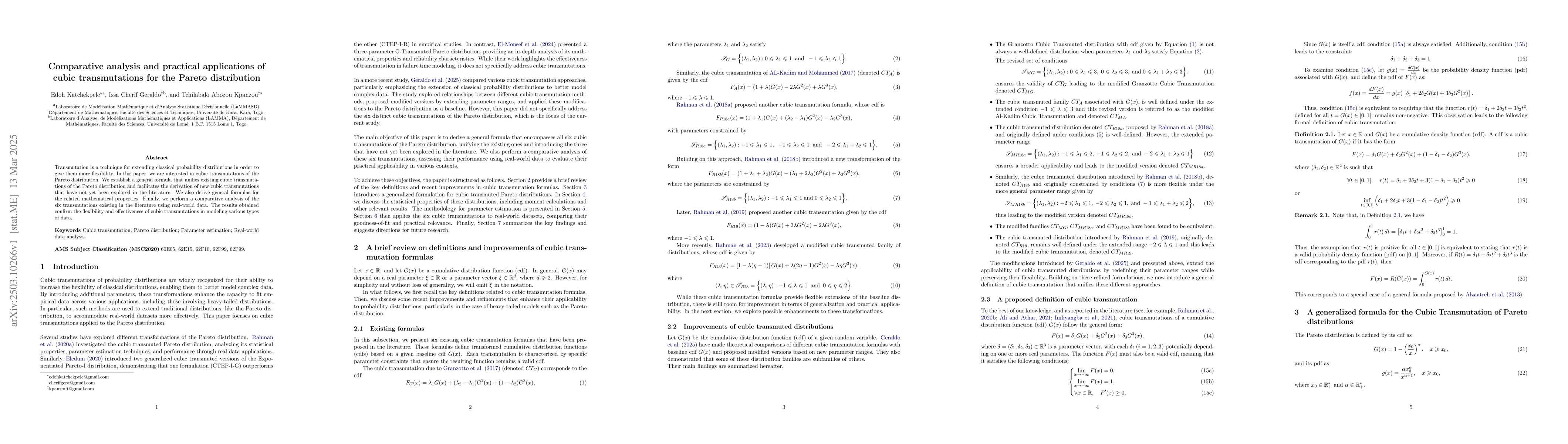 Thumbnail for Comparative analysis and practical applications of cubic transmutations
  for the Pareto distribution