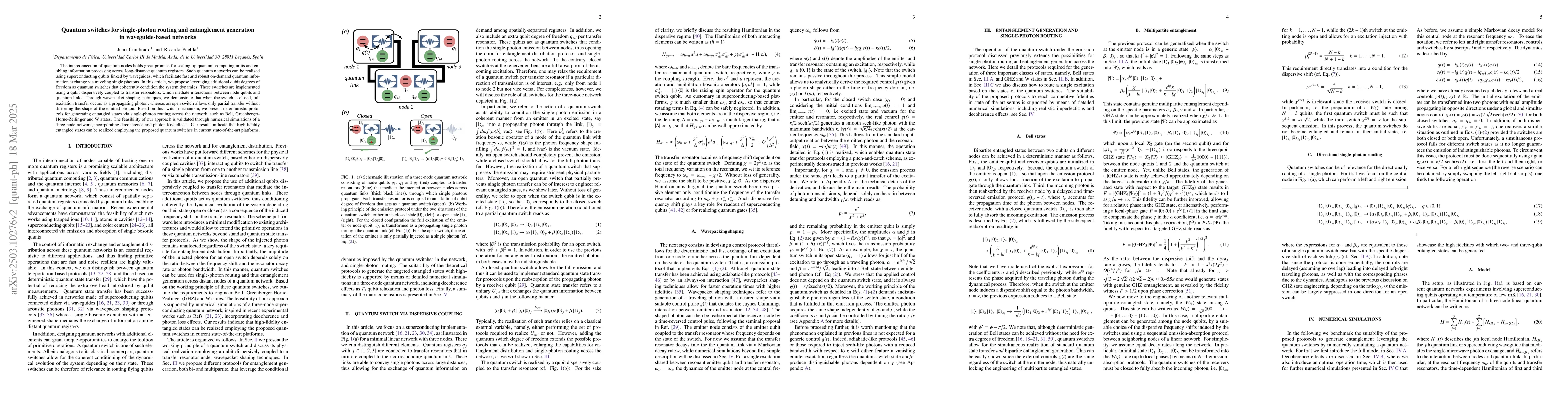 Thumbnail for Quantum switches for single-photon routing and entanglement generation
  in waveguide-based networks