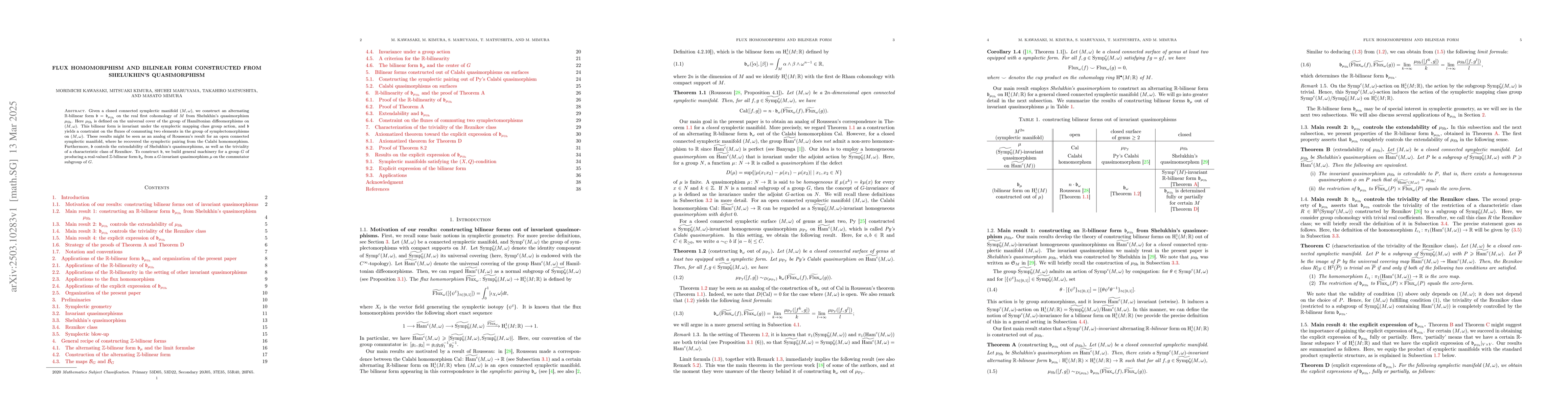 Thumbnail for Flux homomorphism and bilinear form constructed from Shelukhin's
  quasimorphism