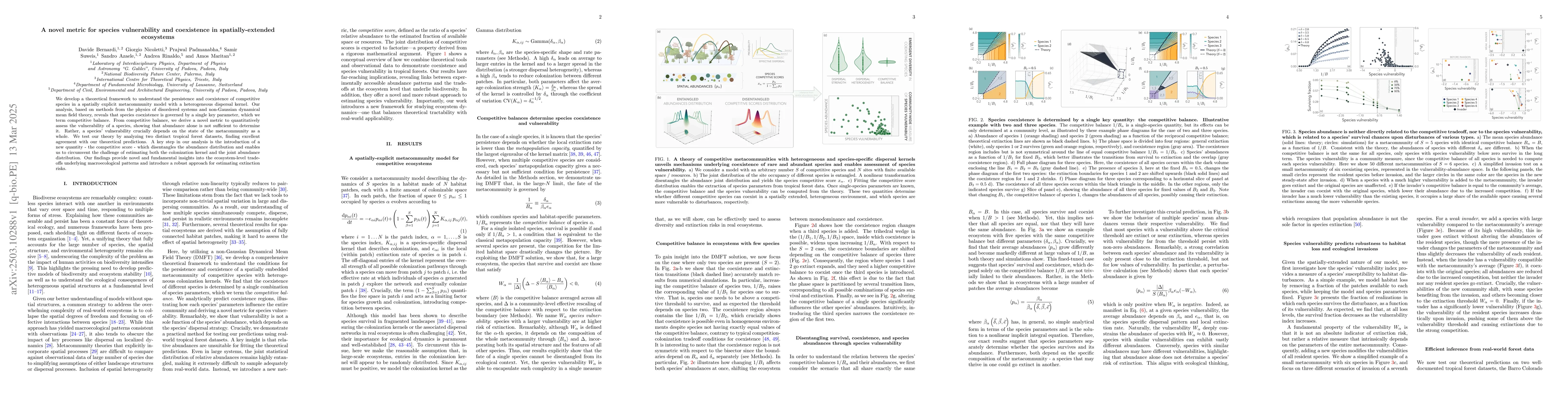 Thumbnail for A novel metric for species vulnerability and coexistence in
  spatially-extended ecosystems