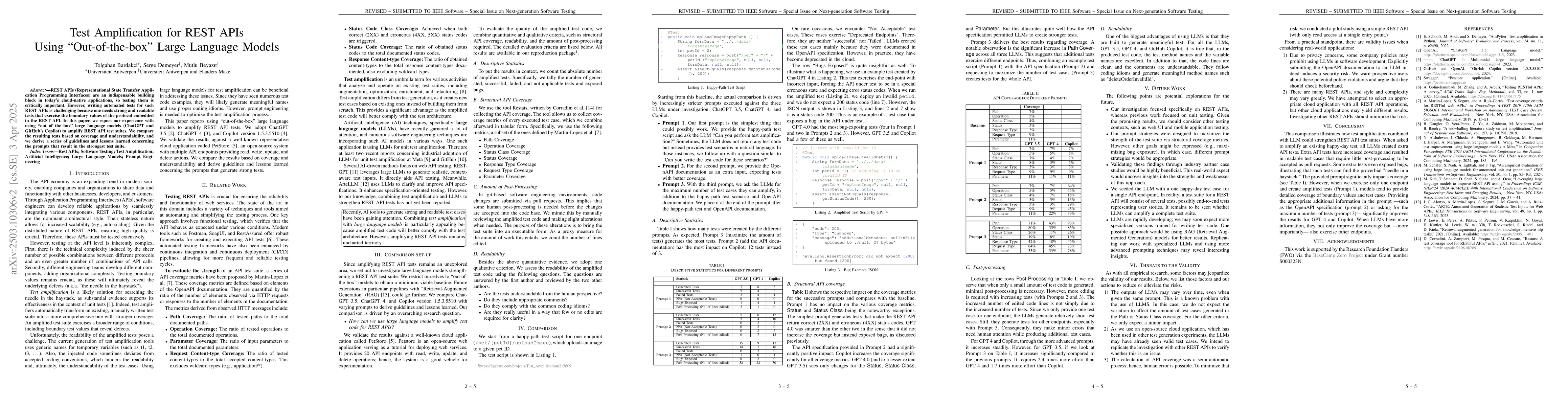 Thumbnail for Test Amplification for REST APIs Using "Out-of-the-box" Large Language
  Models