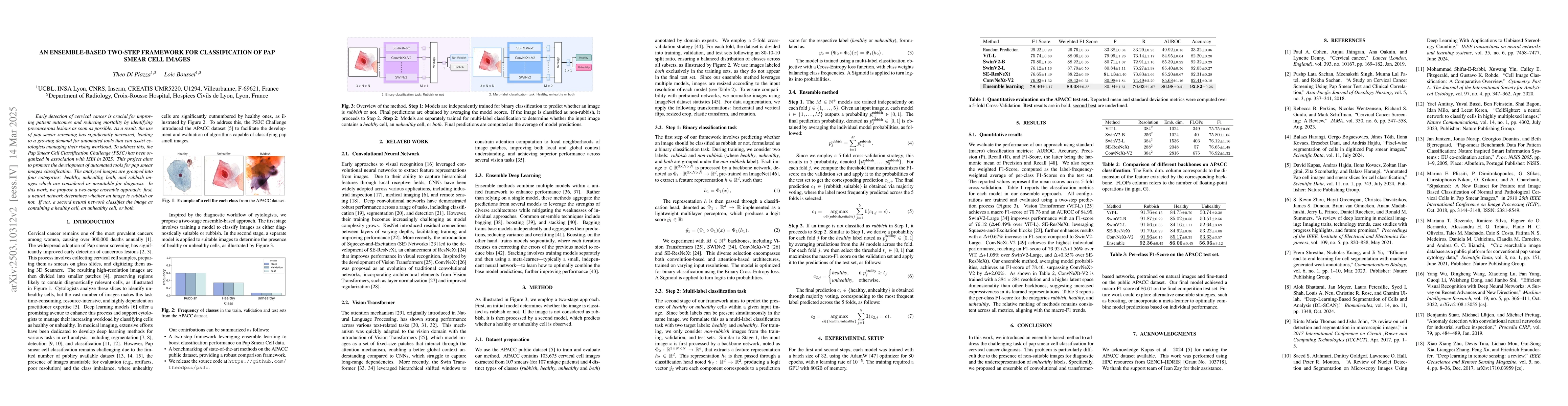 Thumbnail for An Ensemble-Based Two-Step Framework for Classification of Pap Smear
  Cell Images