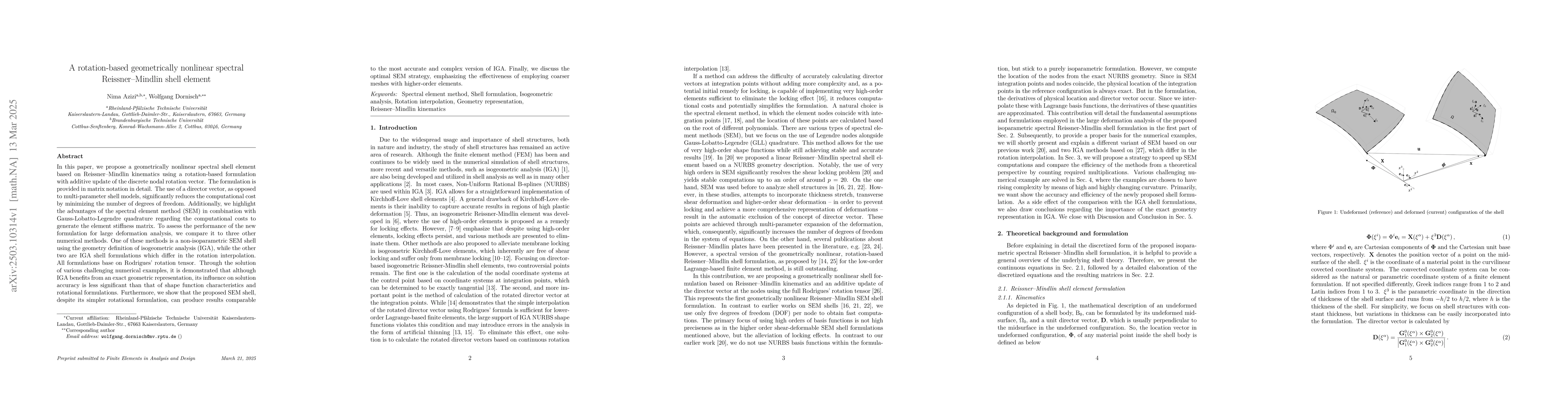 Thumbnail for A rotation-based geometrically nonlinear spectral Reissner--Mindlin
  shell element