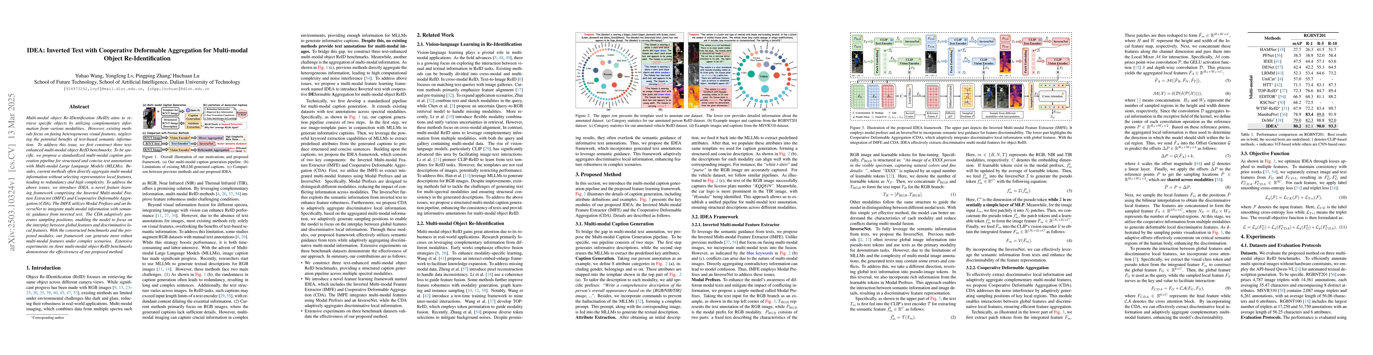 Thumbnail for IDEA: Inverted Text with Cooperative Deformable Aggregation for
  Multi-modal Object Re-Identification