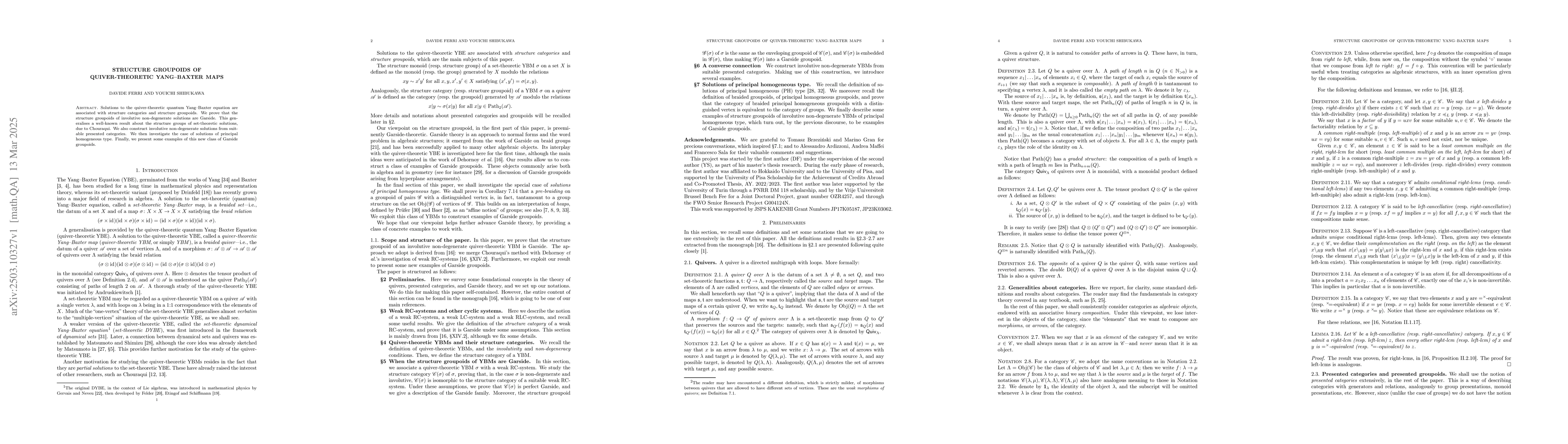 Thumbnail for Structure groupoids of quiver-theoretic Yang-Baxter maps