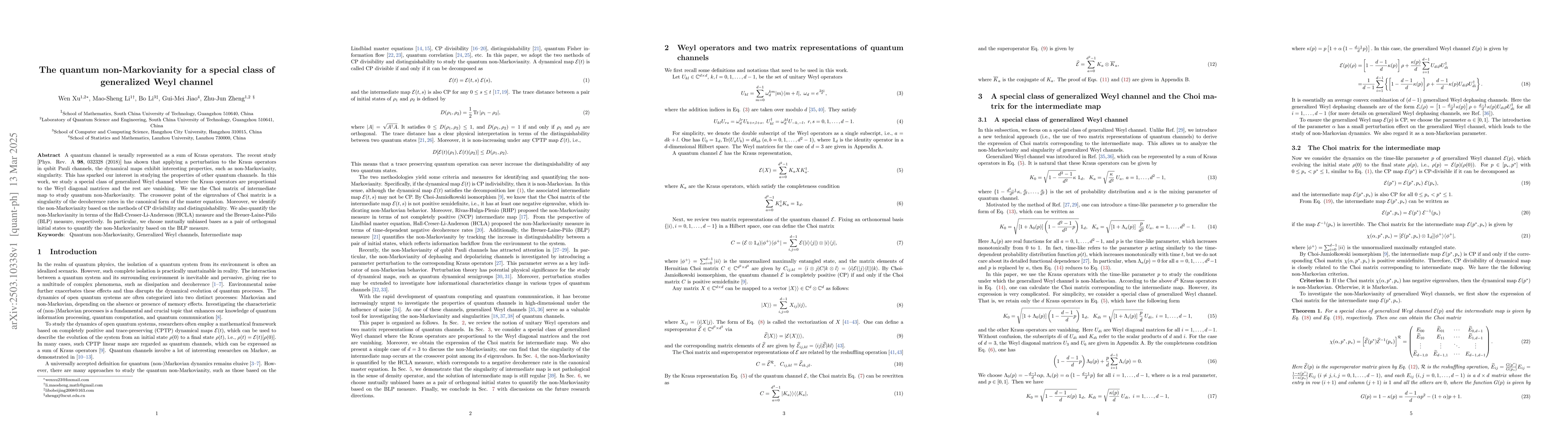 Thumbnail for The quantum non-Markovianity for a special class of generalized Weyl
  channel