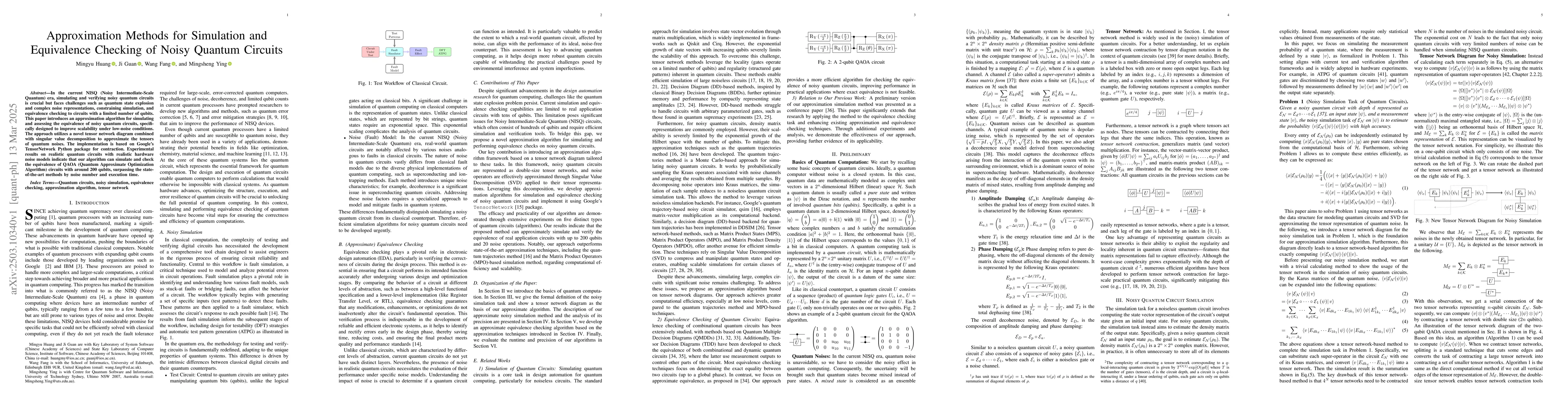 Thumbnail for Approximation Methods for Simulation and Equivalence Checking of Noisy
  Quantum Circuits