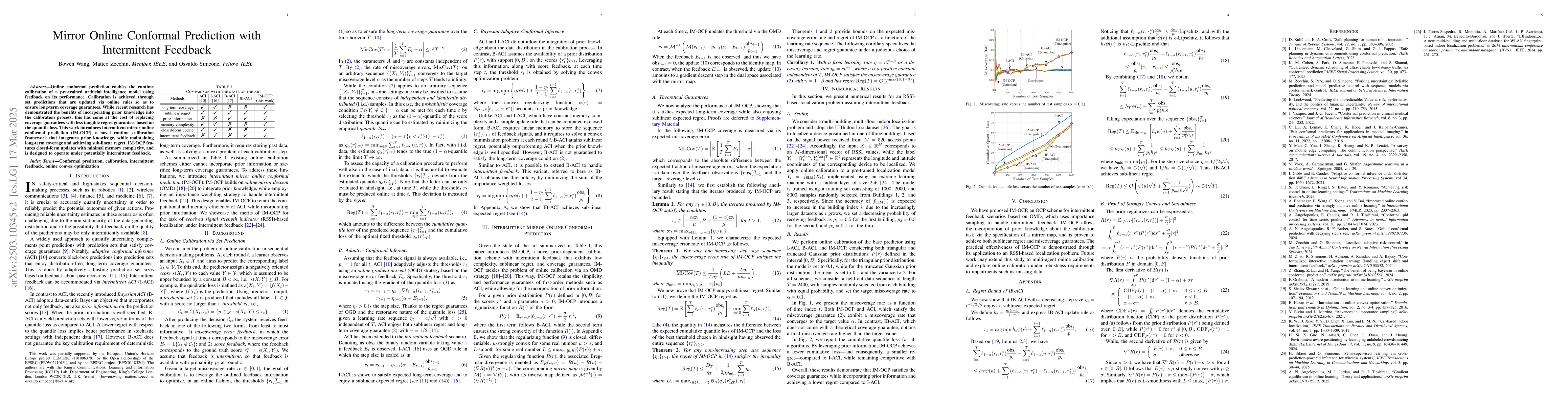 Thumbnail for Mirror Online Conformal Prediction with Intermittent Feedback
