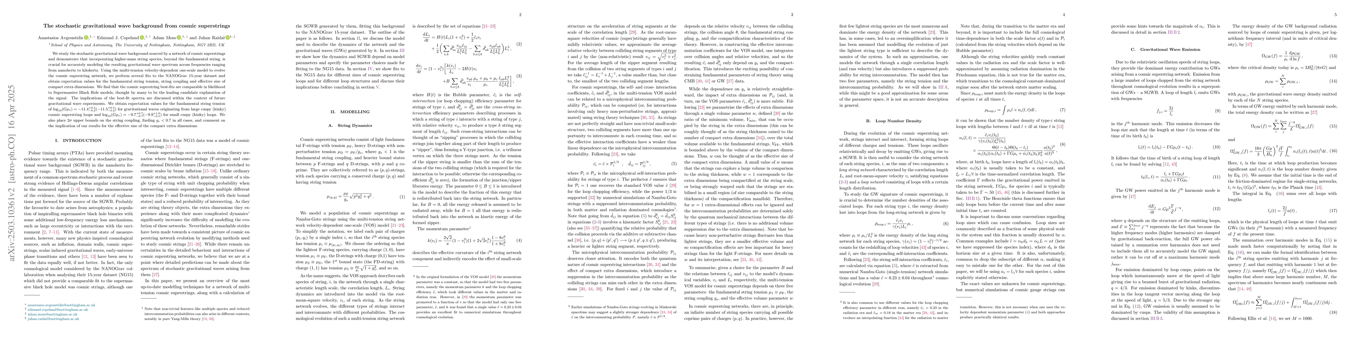 Thumbnail for The stochastic gravitational wave background from cosmic superstrings