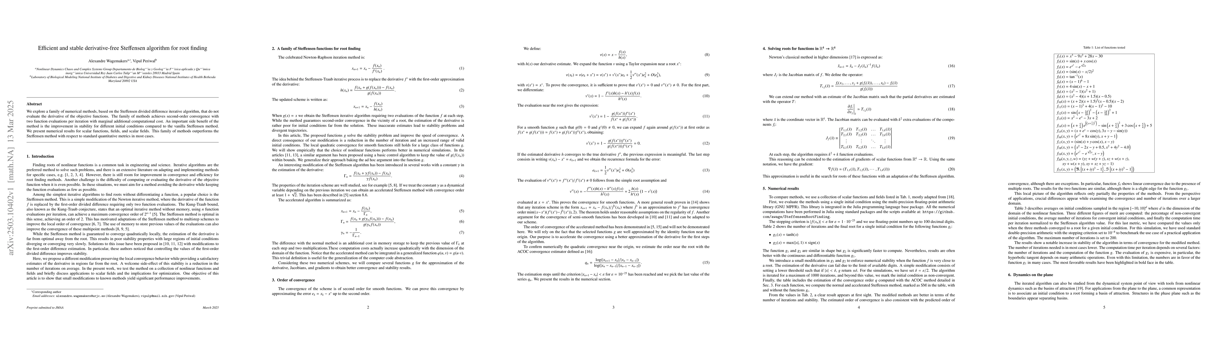Thumbnail for Efficient and stable derivative-free Steffensen algorithm for root
  finding