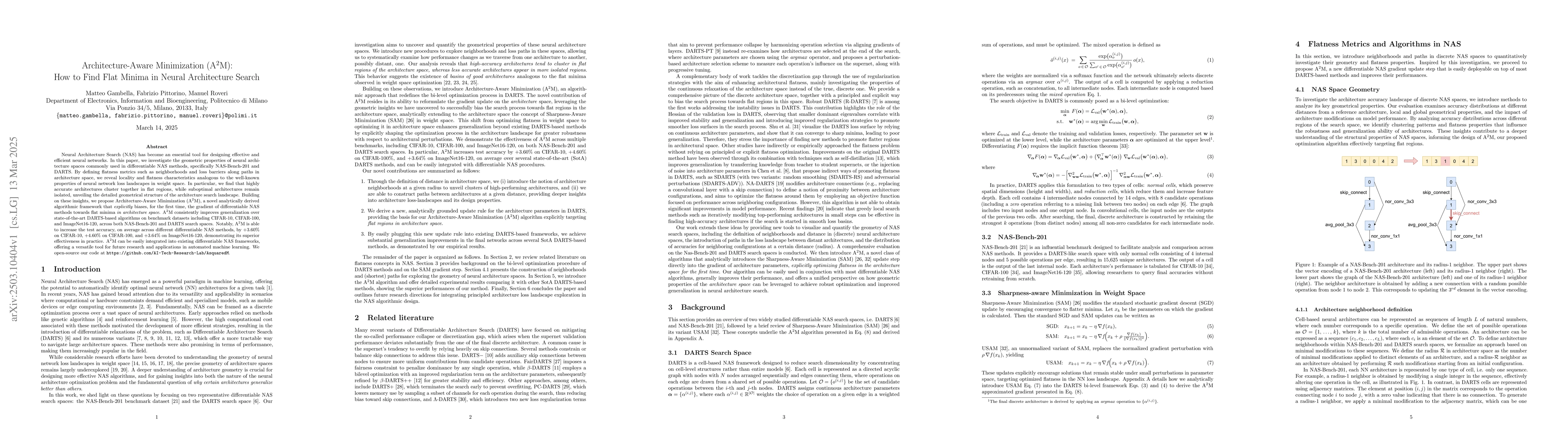 Thumbnail for Architecture-Aware Minimization (A$^2$M): How to Find Flat Minima in
  Neural Architecture Search