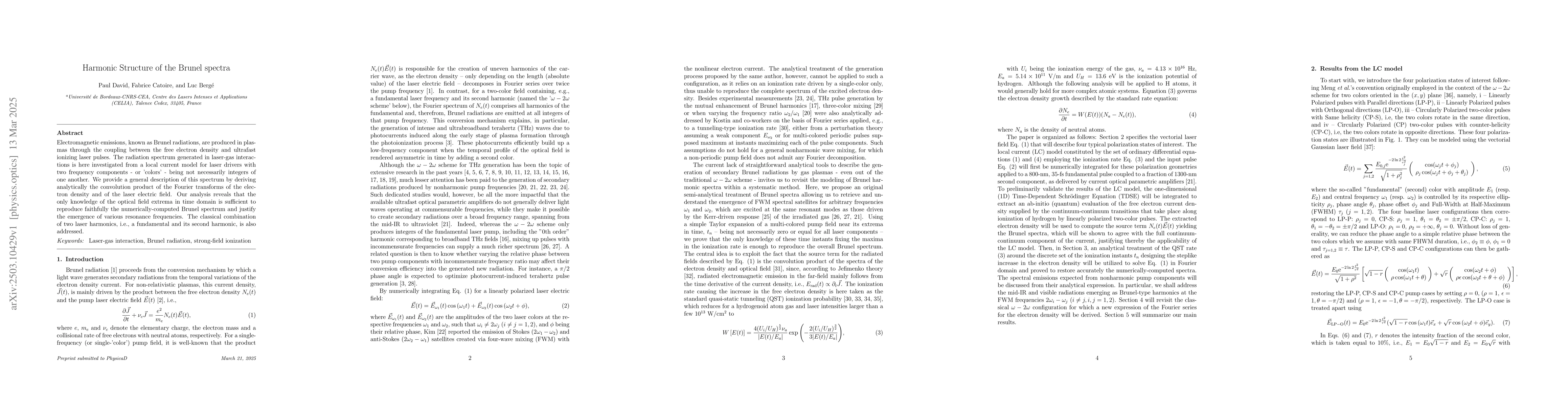 Thumbnail for Harmonic Structure of the Brunel spectra