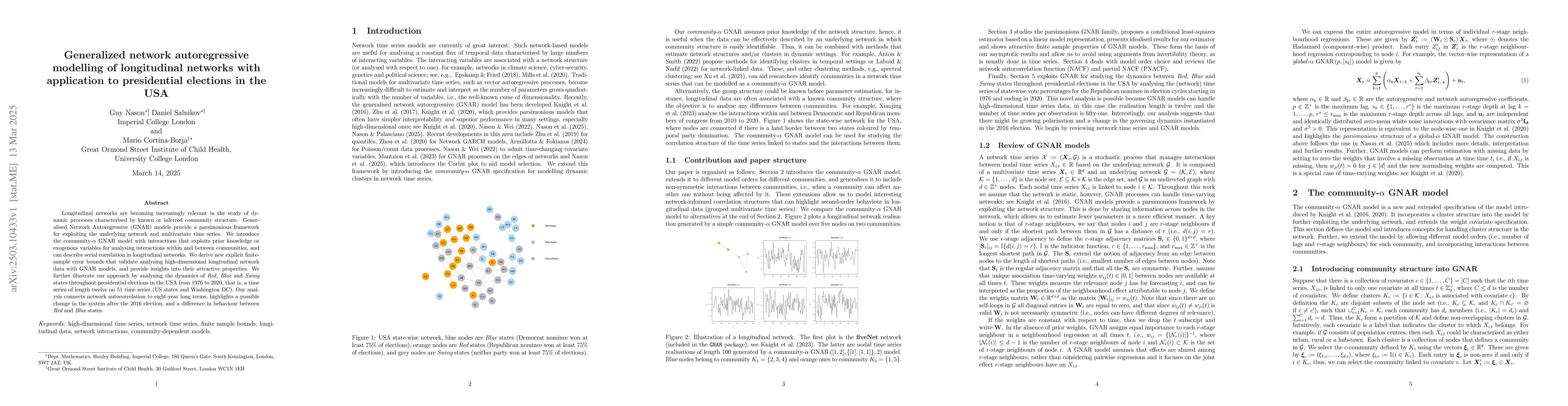 Thumbnail for Generalized network autoregressive modelling of longitudinal networks
  with application to presidential elections in the USA