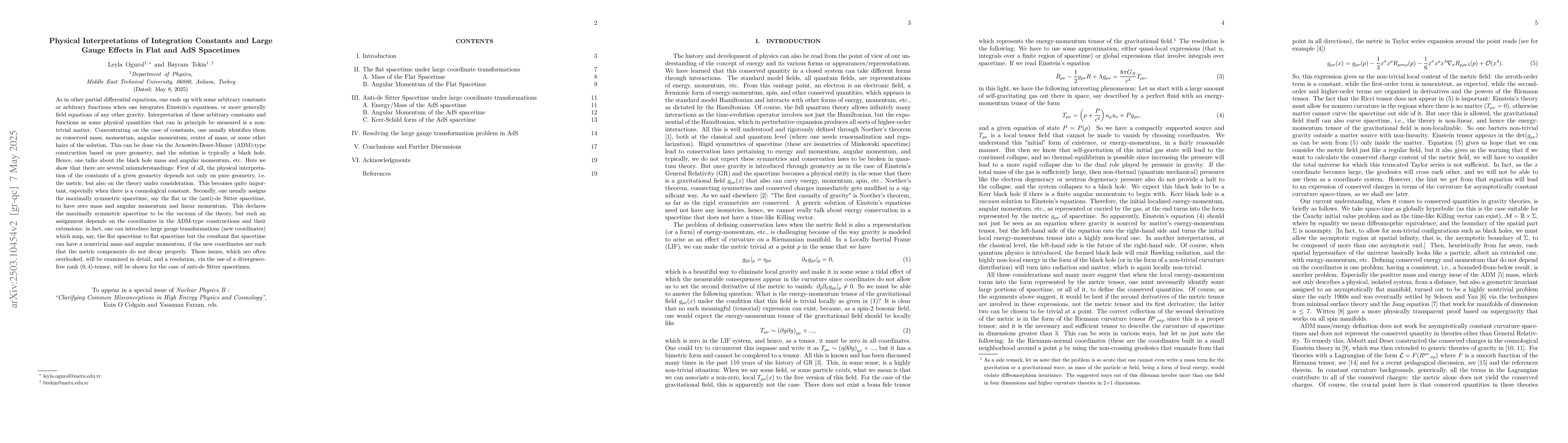 Thumbnail for Physical Interpretations of Integration Constants in the Solutions of
  Einstein Equations