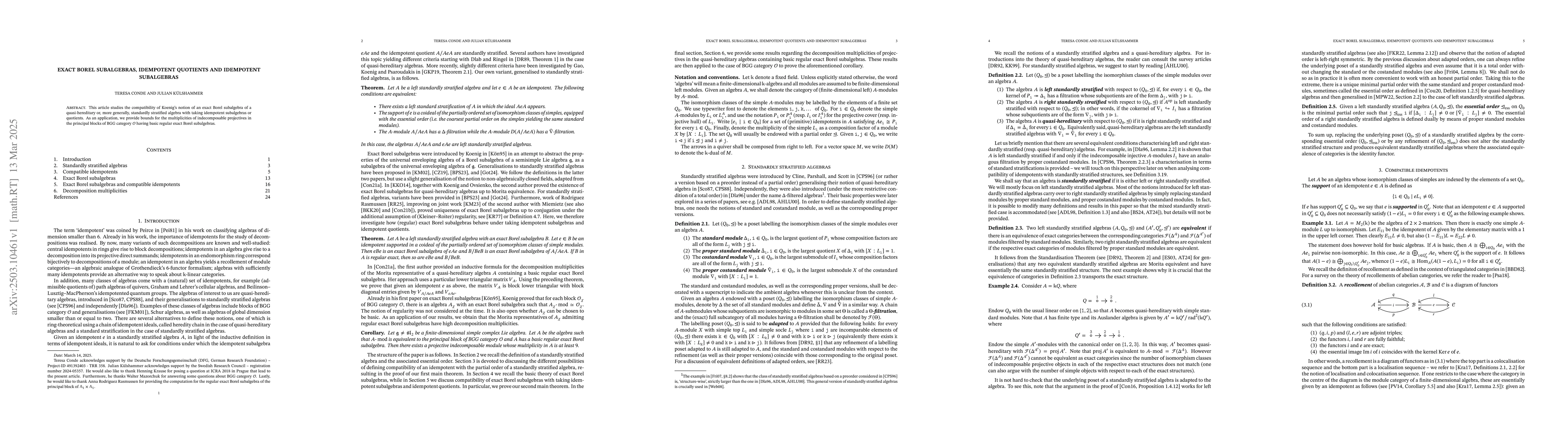 Thumbnail for Exact Borel subalgebras, idempotent quotients and idempotent subalgebras