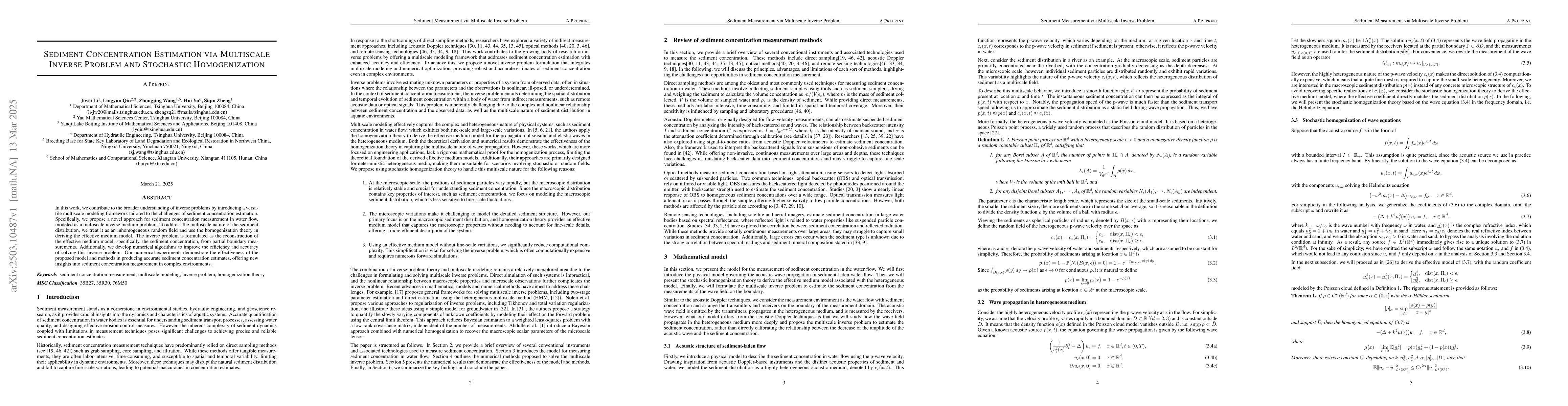 Thumbnail for Sediment Concentration Estimation via Multiscale Inverse Problem and
  Stochastic Homogenization