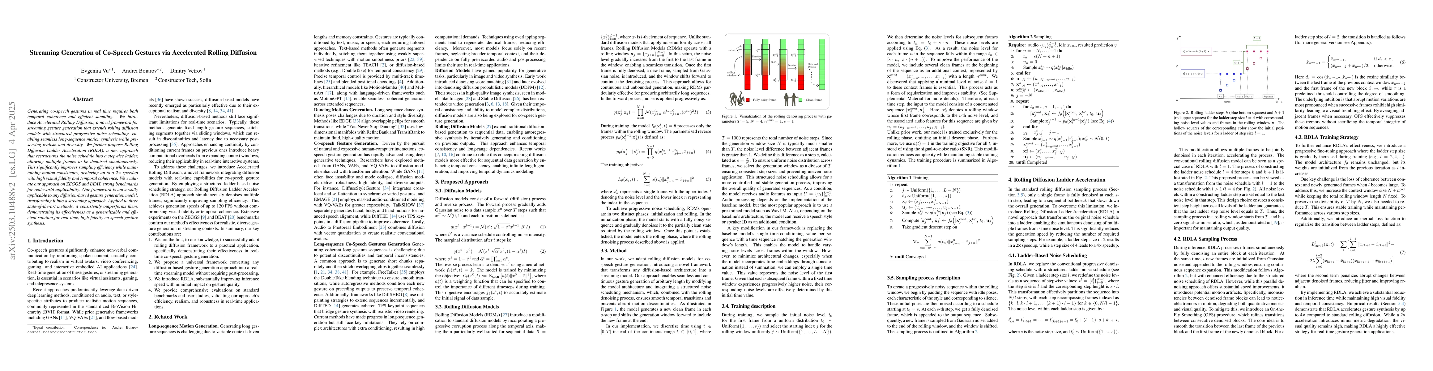 Thumbnail for Streaming Generation of Co-Speech Gestures via Accelerated Rolling
  Diffusion