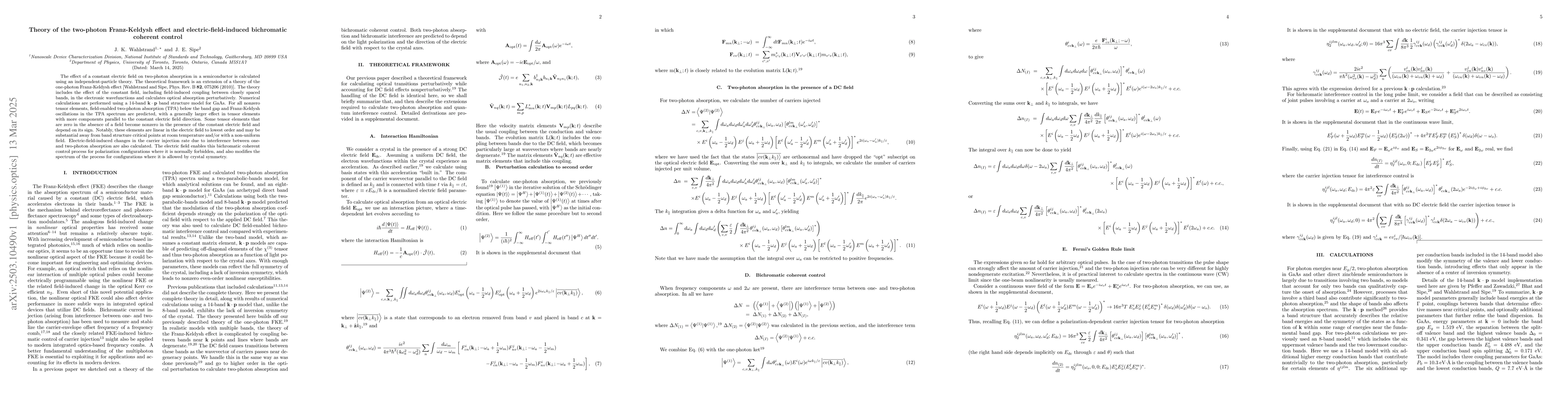 Thumbnail for Theory of the two-photon Franz-Keldysh effect and electric-field-induced
  bichromatic coherent control