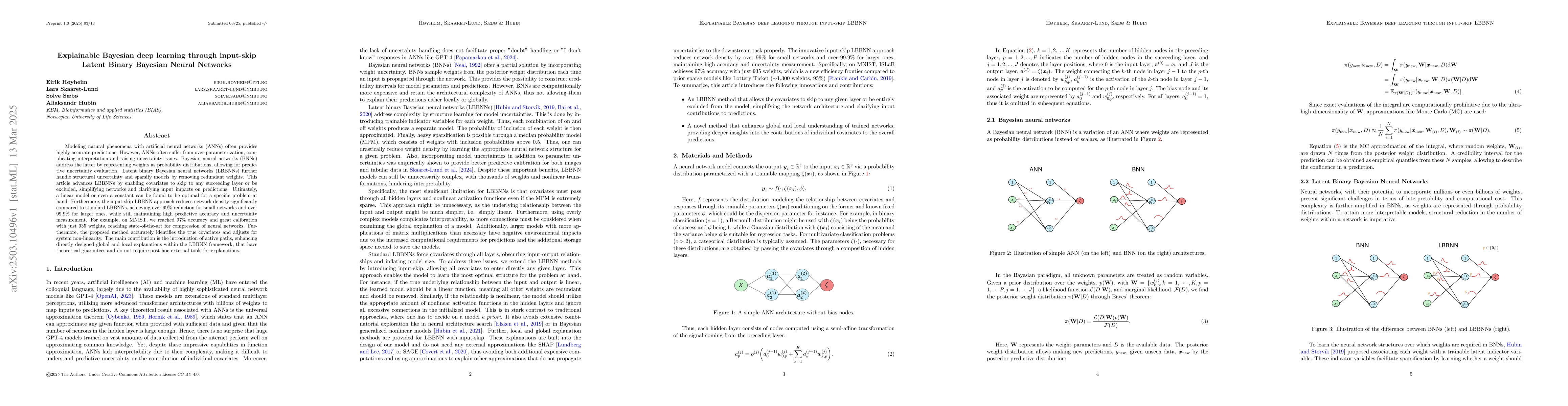 Thumbnail for Explainable Bayesian deep learning through input-skip Latent Binary
  Bayesian Neural Networks