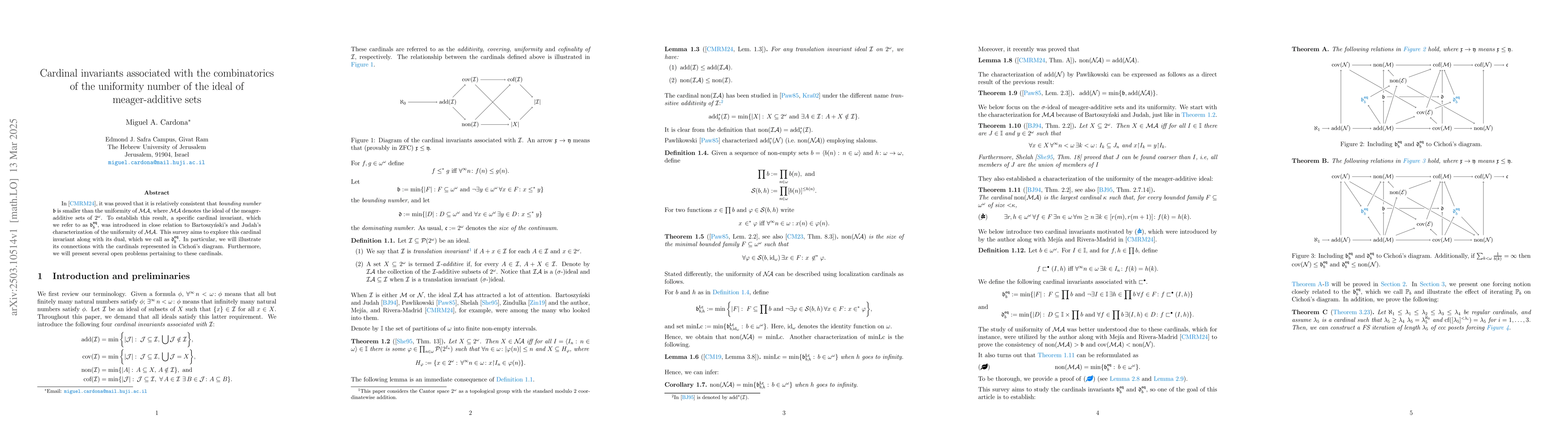 Thumbnail for Cardinal invariants associated with the combinatorics of the uniformity
  number of the ideal of meager-additive sets