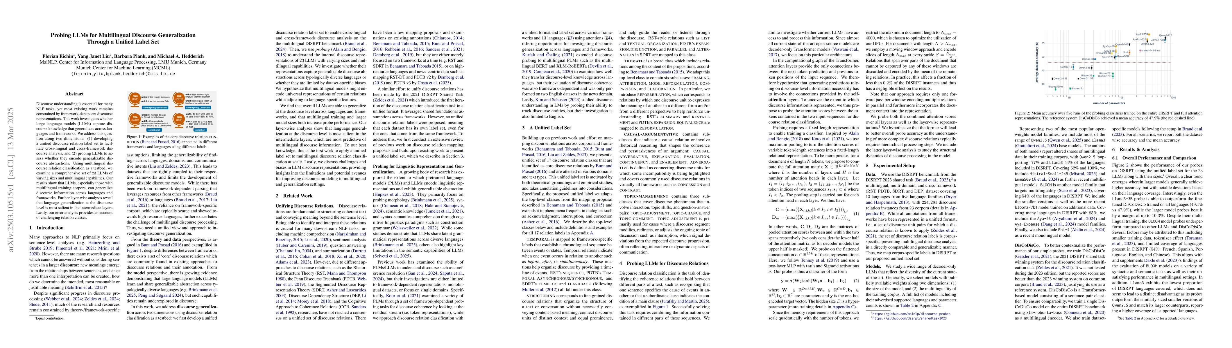 Thumbnail for Probing LLMs for Multilingual Discourse Generalization Through a Unified
  Label Set