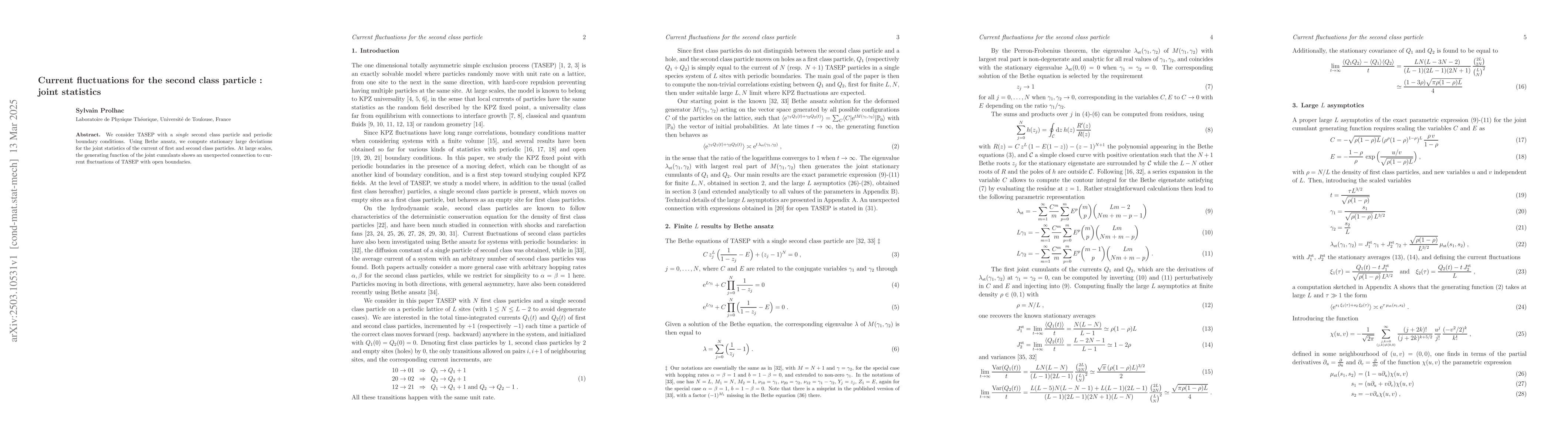 Thumbnail for Current fluctuations for the second class particle : joint statistics