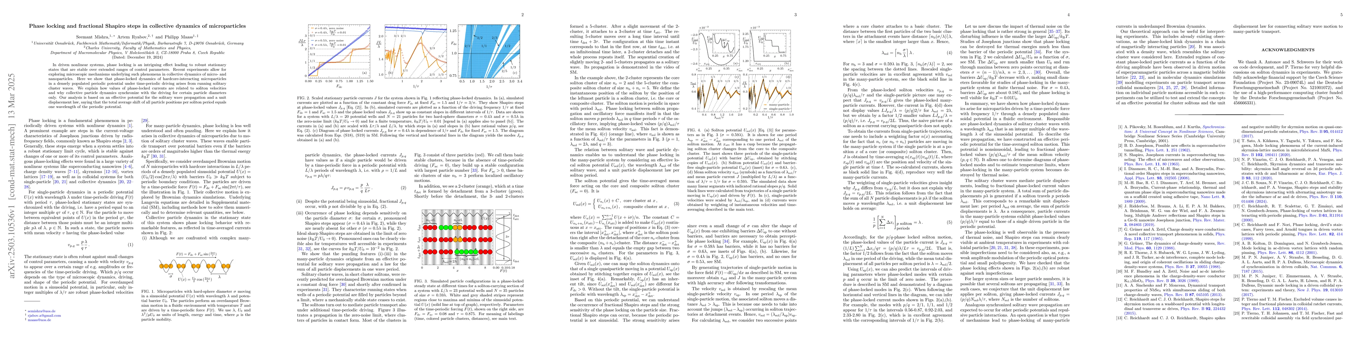 Thumbnail for Phase locking and fractional Shapiro steps in collective dynamics of
  microparticles