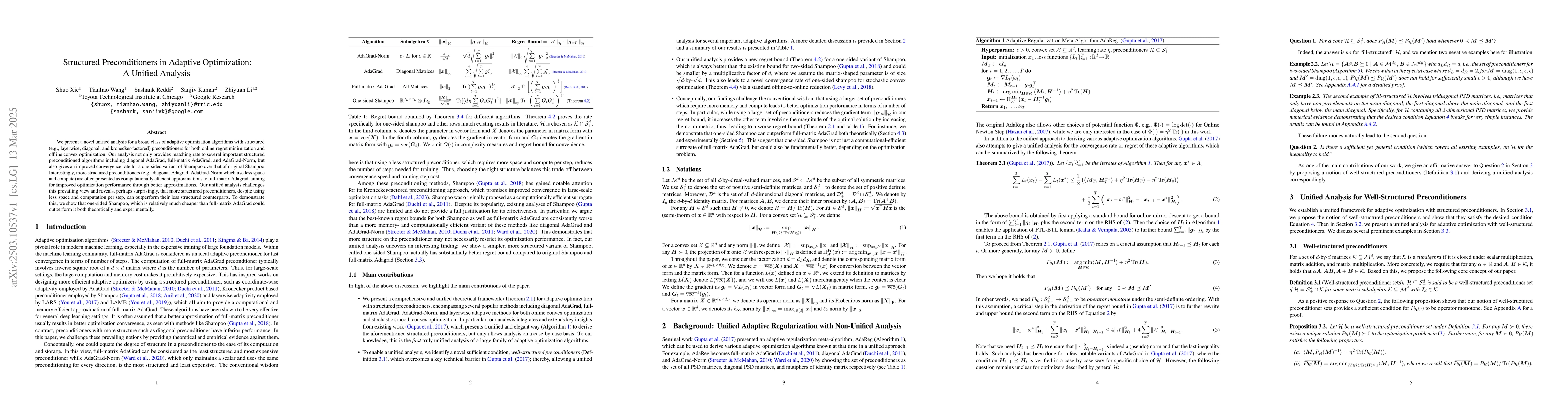 Thumbnail for Structured Preconditioners in Adaptive Optimization: A Unified Analysis