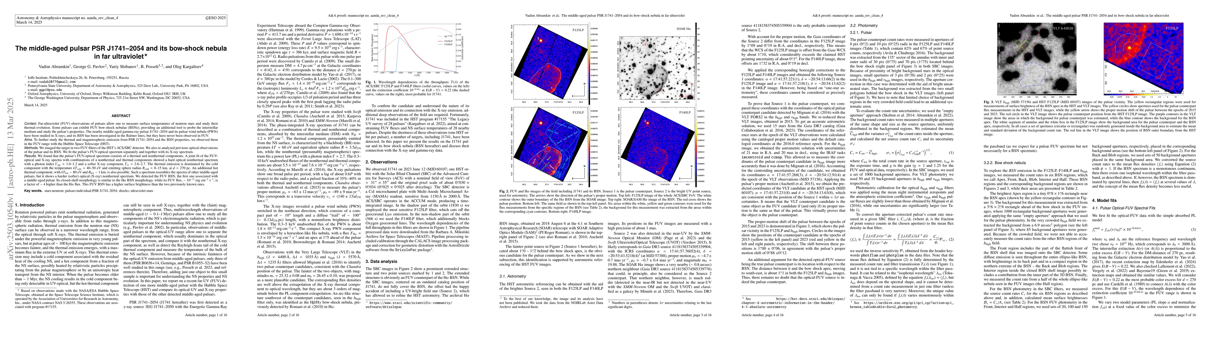Thumbnail for The middle-aged pulsar PSR J1741-2054 and its bow-shock nebula in far
  ultraviolet