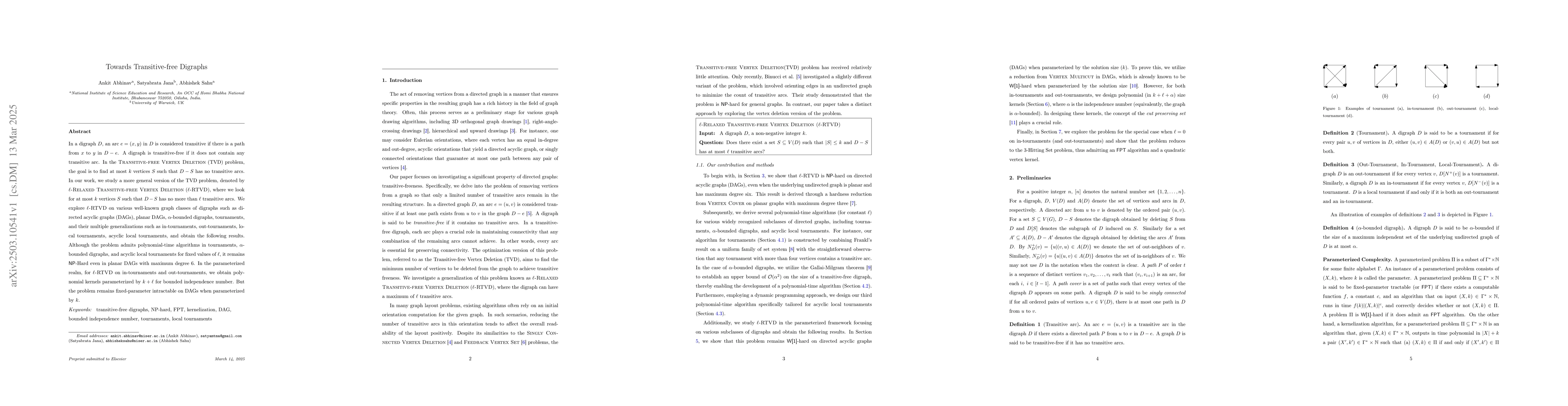 Thumbnail for Towards Transitive-free Digraphs