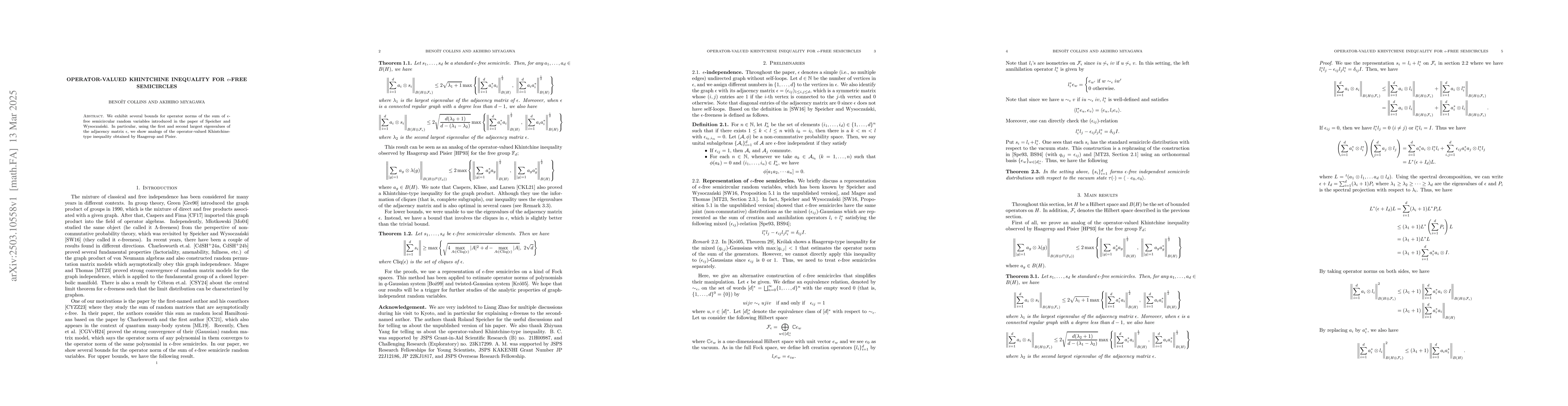 Thumbnail for Operator-valued Khintchine inequality for $ε$-free semicircles