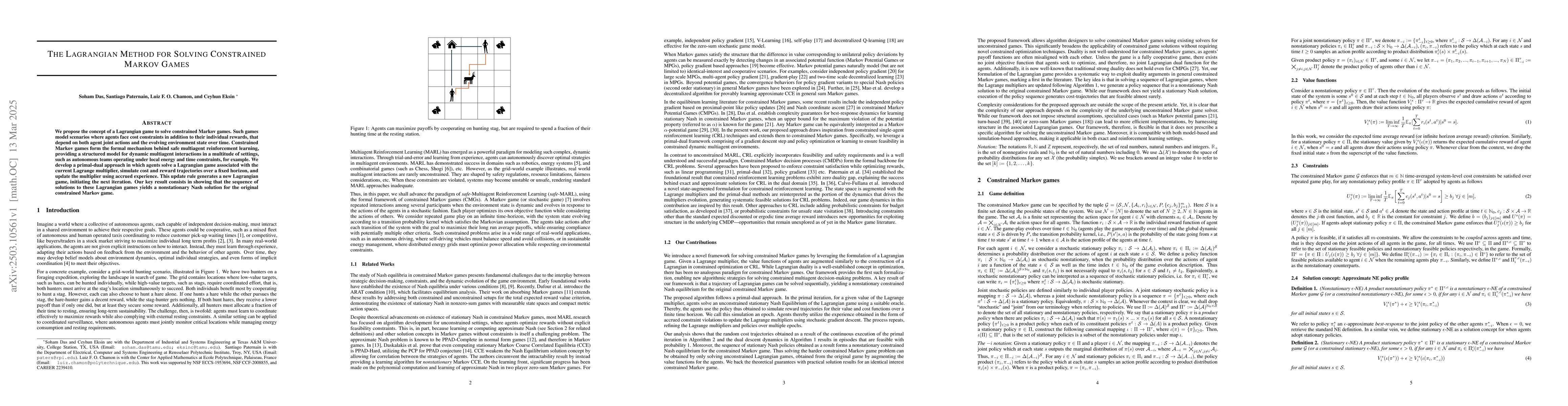 Thumbnail for The Lagrangian Method for Solving Constrained Markov Games