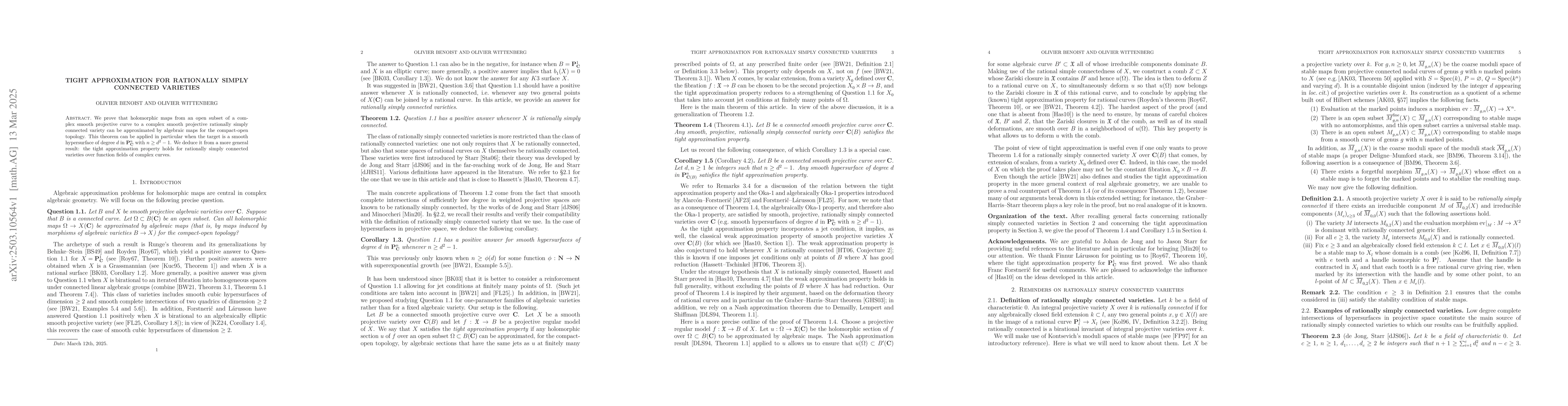 Thumbnail for Tight approximation for rationally simply connected varieties