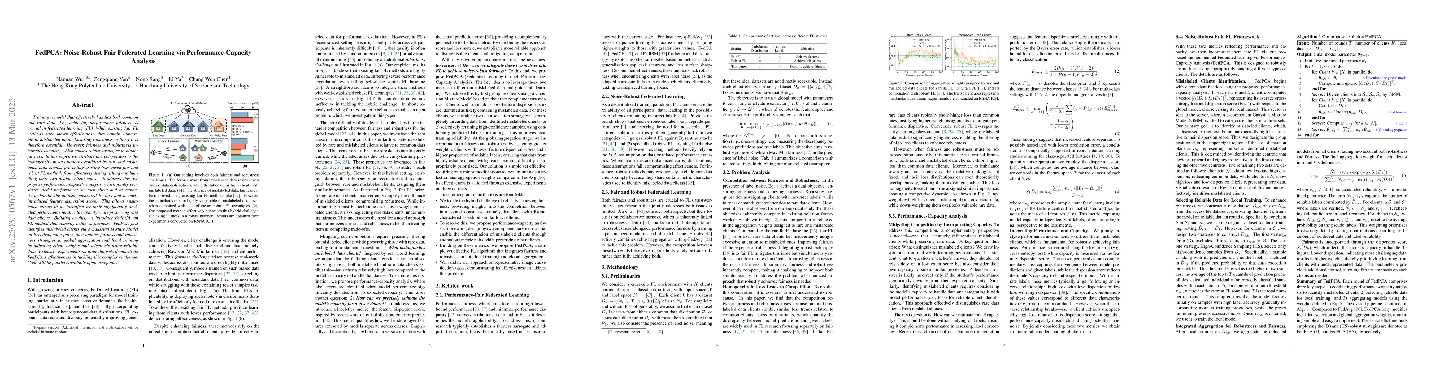 Thumbnail for FedPCA: Noise-Robust Fair Federated Learning via Performance-Capacity
  Analysis