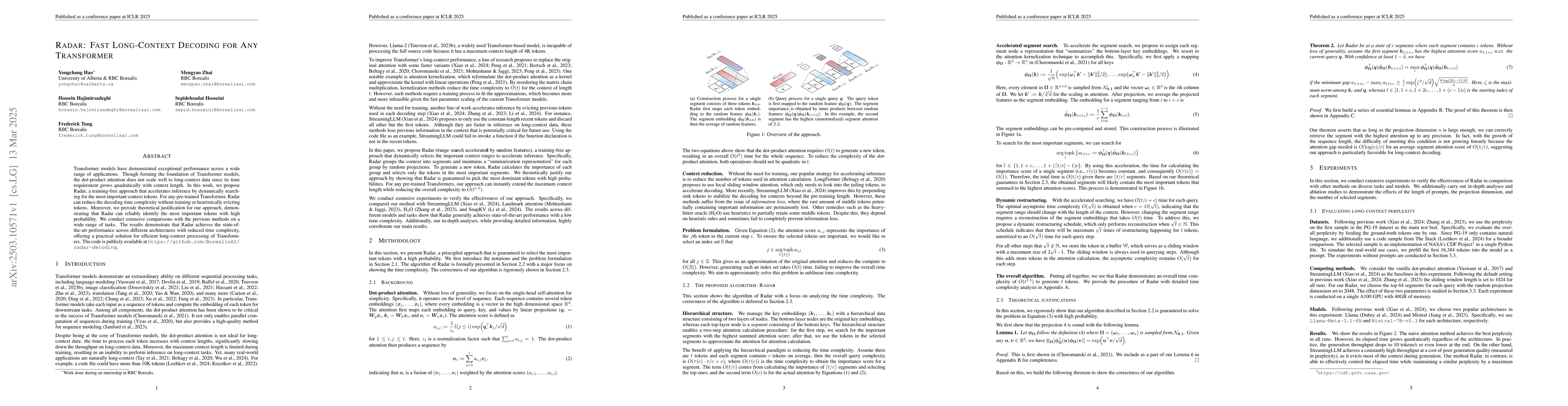 Thumbnail for Radar: Fast Long-Context Decoding for Any Transformer