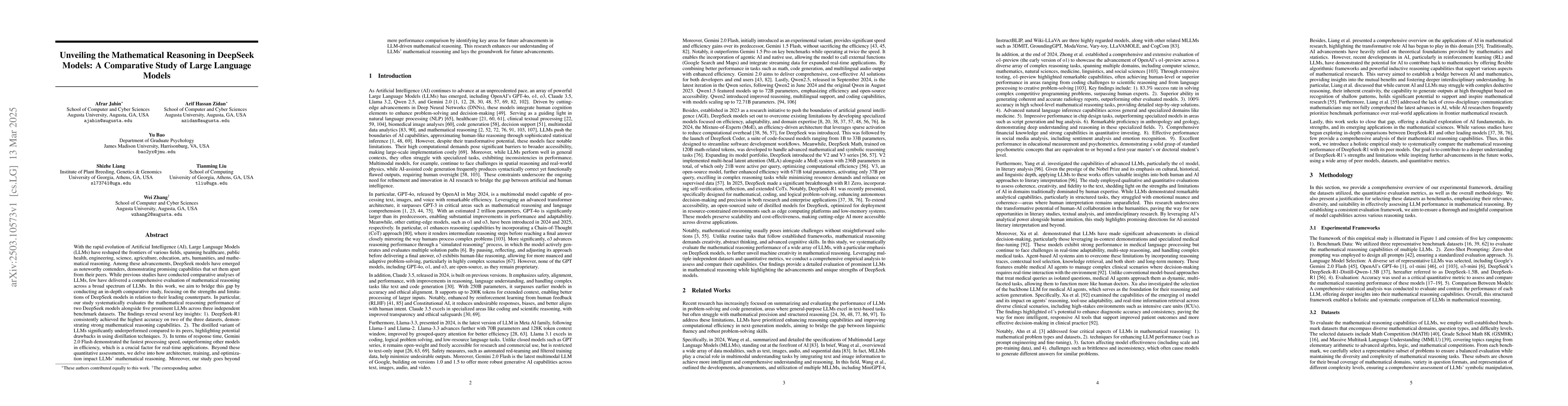 Thumbnail for Unveiling the Mathematical Reasoning in DeepSeek Models: A Comparative
  Study of Large Language Models