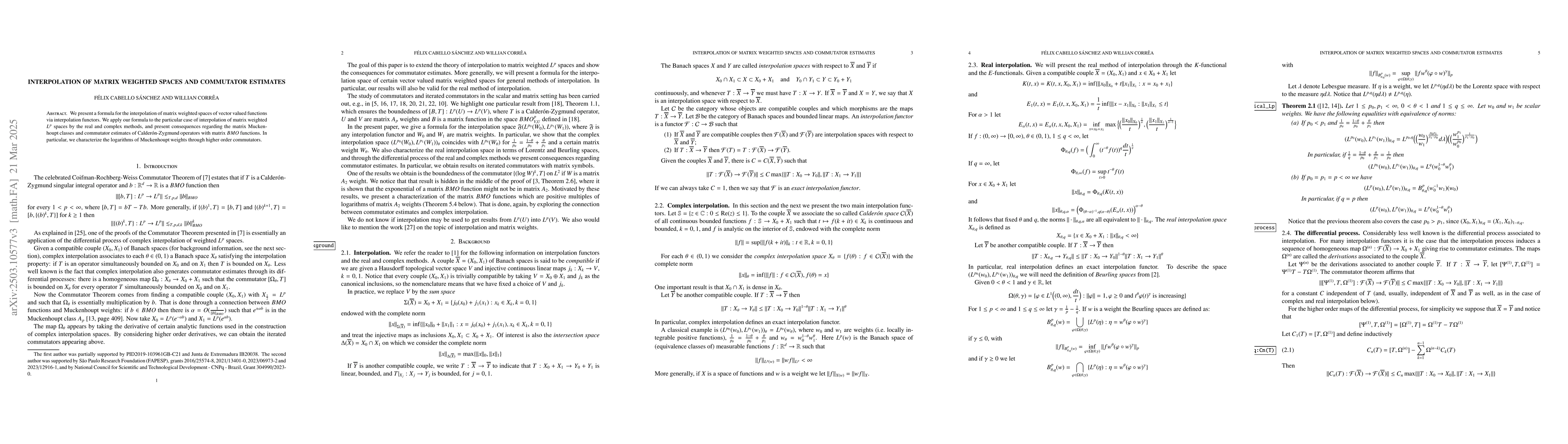 Thumbnail for Interpolation of Matrix Weighted Spaces and Commutator Estimates