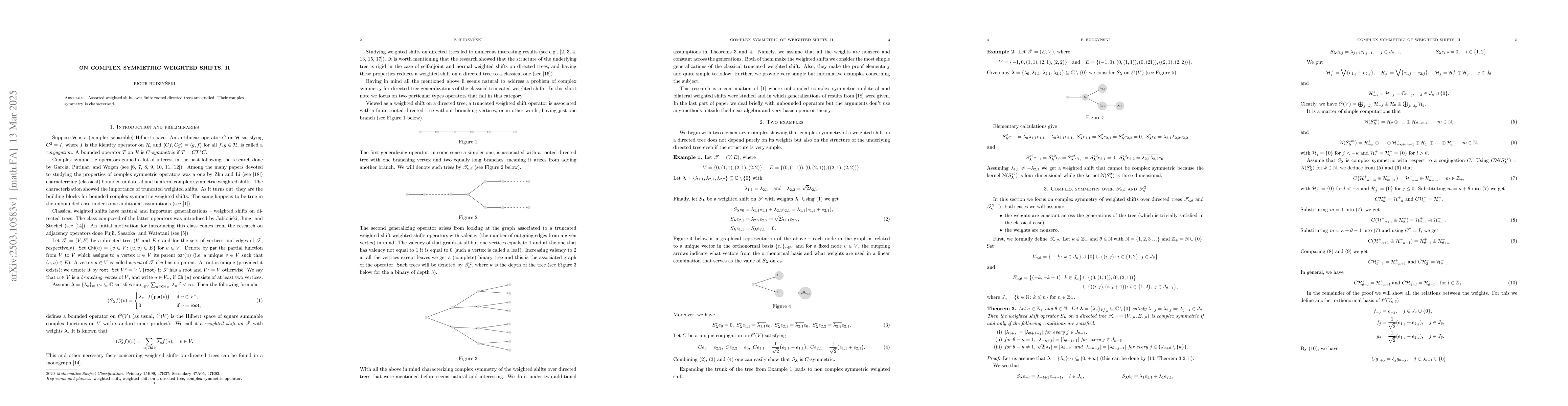 Thumbnail for On complex symmetric weighted shifts. II